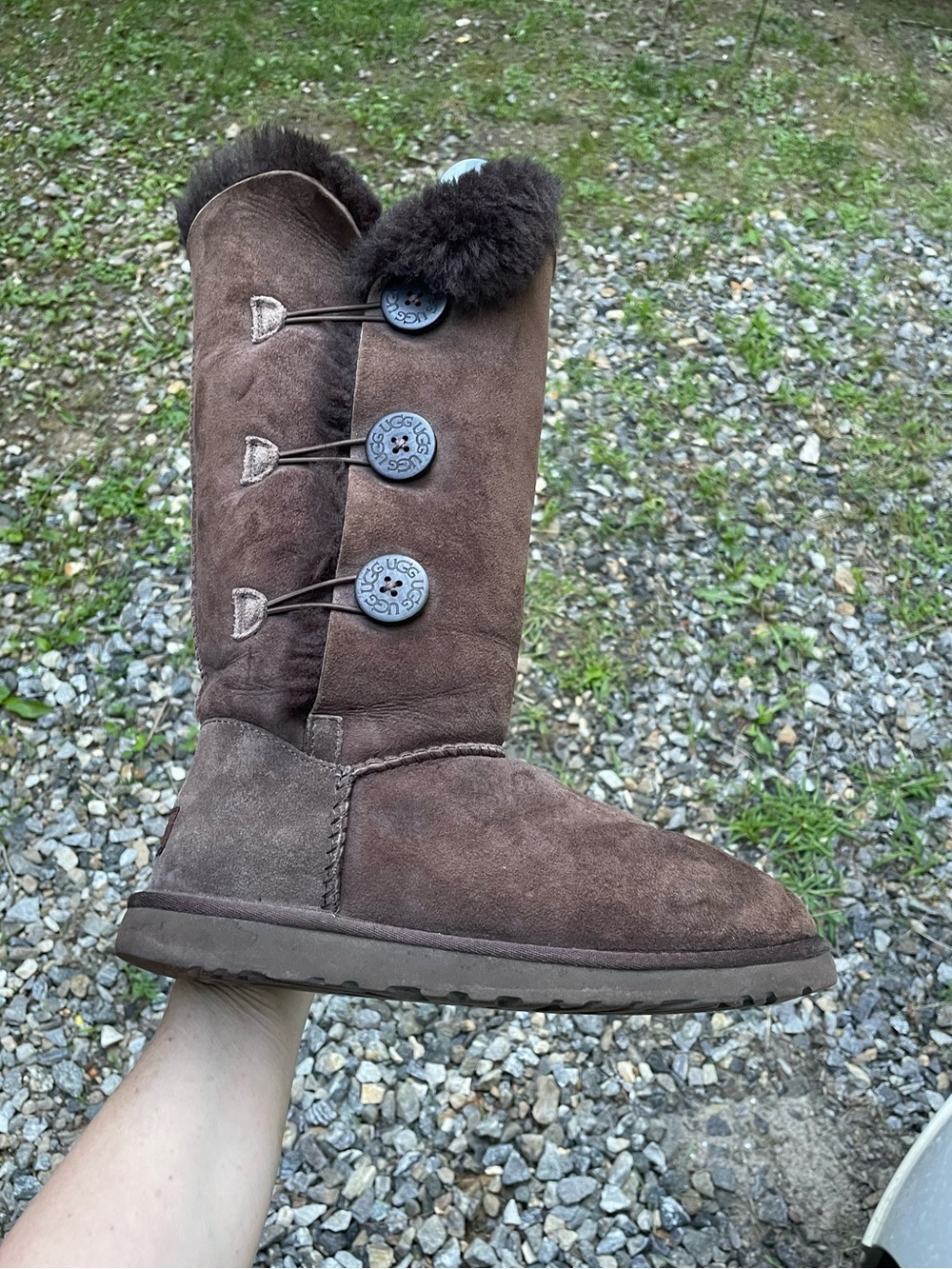 Ugg Bailey Button Triplet Brown Tall Boots Size 9